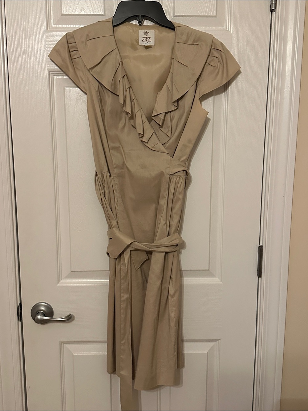 Suzi Chin Champagne Satin wrap Dress